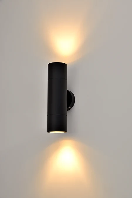 3A Lighting Round Up & Down Outdoor Wall Pillar (Black)
